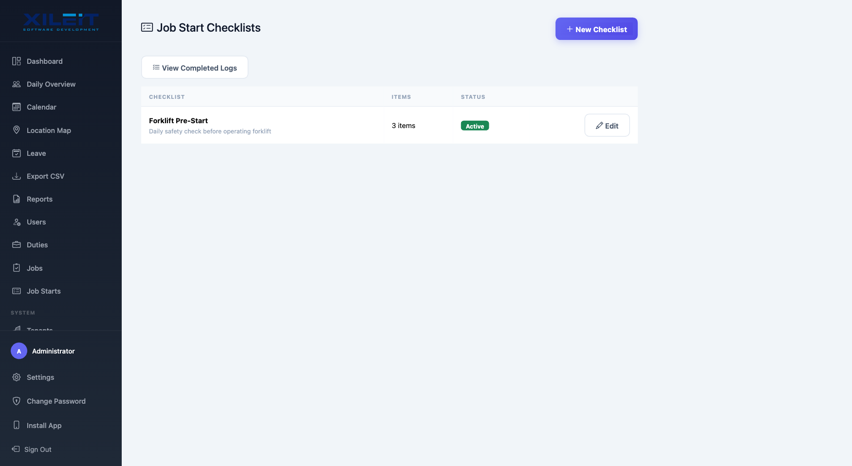 TimeTrack Job Start Checklists
