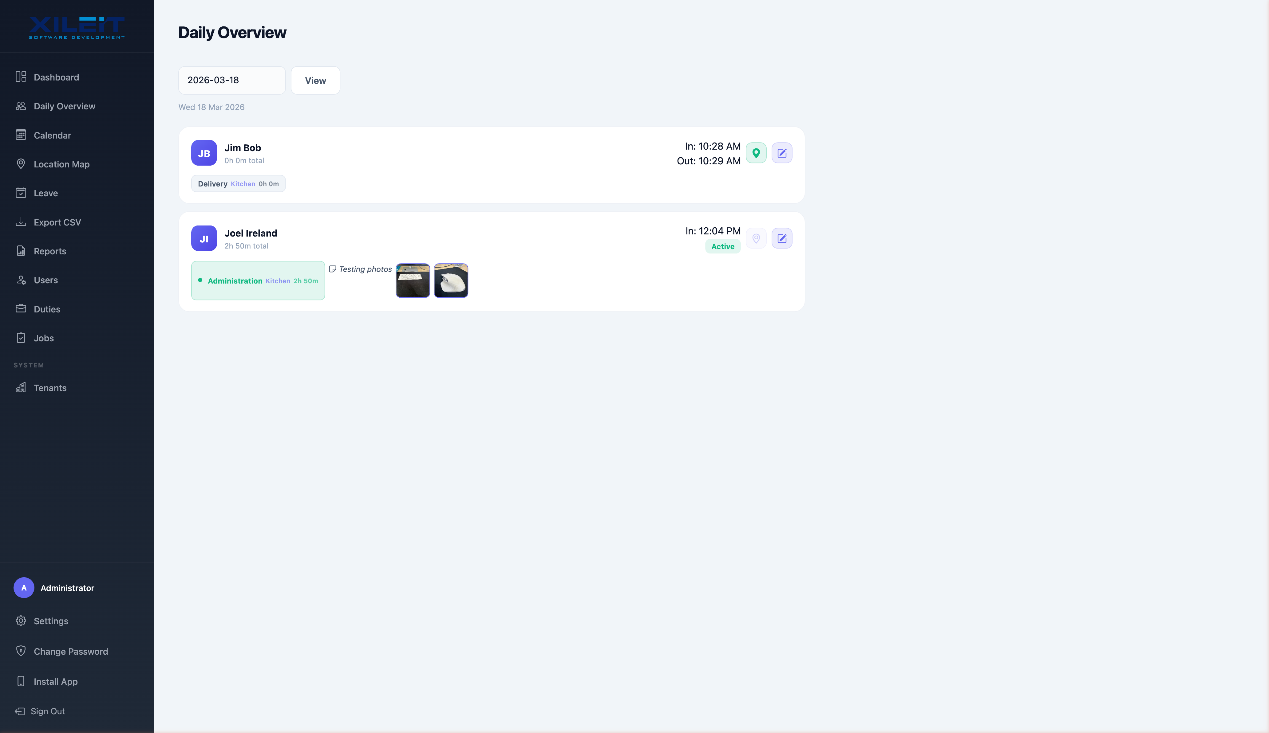 TimeTrack Daily Overview